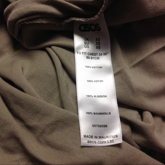 Asos Longline Relaxed Tee Larry Zip Hem XS Tan - Picture 5 of 6